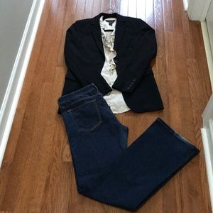 Banana Republic Blazer & Jeans; WHBM Blouse